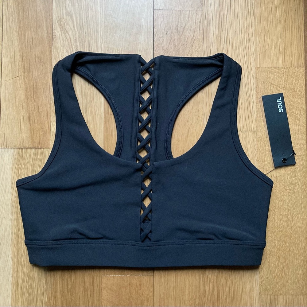 NWT Soulcycle Braided Sports Bra in Black, Size M